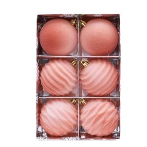 6ชิ้นเครื่องประดับลูกบอลทำจากเส้นใยพรีเมี่ยมตกแต่งเทศกาลที่หรูหราสำหรับต้นคริสต์มาสที่มีกล่องเก็บของนุ่ม