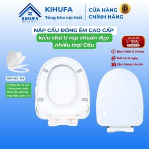 Nắp bồn cầu Đóng Êm thay thế chuẩn đẹp nhiều loại nắp cầu Chữ U nắp bàn cầu Rơi Êm Trắng Cao Cấp Chống Bám Bẩn N30TQ