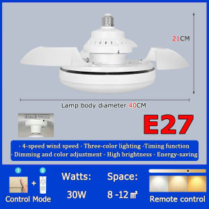 RHPOA Give lamp holder E27 Threaded Ceiling Fan Light LED Fan Light Easy Installation