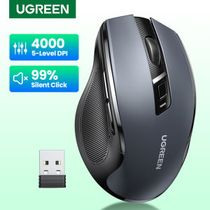 UGREEN Wireless Mouse Bluetooth 5.0 6 Silent Buttons 2.4G with USB Mini Receiver 5 Level DPI Setting 4000DPI Ambidextrous PC Mac Linux Laptop