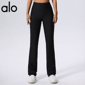 ALO- กางเกงโยคะเอวสูงขากว้างสำหรับผู้หญิง กางเกงยาวขาตรงสำหรับเต้นรำ กางเกงฟิตเนสกีฬา  Al0-yoga