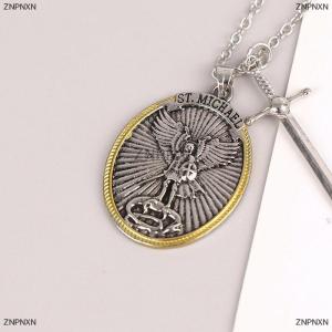 [COD] ZNPNXN Catholic Patron Saint Pendant Michael St. Michael The Archangel Pendant Necklace