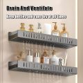 Punch-free Wall-mounted Bathroom Organizer Storage Rack Shampoo Holder Kitchen Spice Rack Waterproof. 