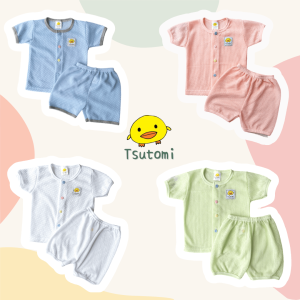 【Set Wear】♥ Colourful Buttons ♥ 0-18 Eyelet Newborn Baby Short Sleeve Shirt & Short Pants  0-18 新生儿婴儿洞布彩色纽扣短袖衣&短裤套装