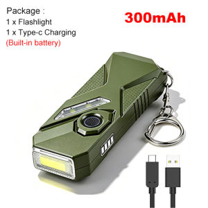 ASAFEE K03 Mini Keychain Flashlight COB+LED 200LM UV Light Loud Buzzer Alarm Pocket Clip Magnetic Type-C Rechargeable EDC Flashlight