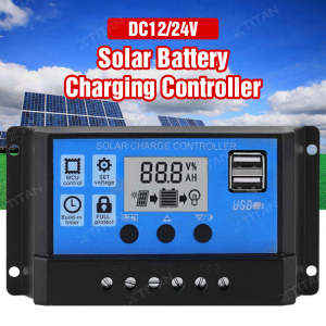 【COD】 12v 24v Solar Panel Charge Controller Intelligent Regulator with LCD Display PWM Solar Charge 10A 30A Dual USB Charger