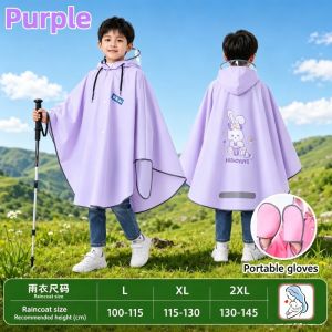 Kids Cartoon Cape Raincoat Waterproof Thickened Poncho With Backpack Cover For School Kids EVA