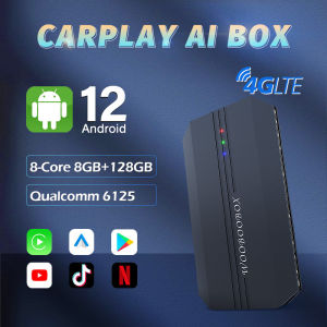GT6 Carplay AI Box Android 12 Smart Mini AI Box 4G LTE Wireless Carplay 4+64G GPS Wireless Android Auto For 98% Car Brand