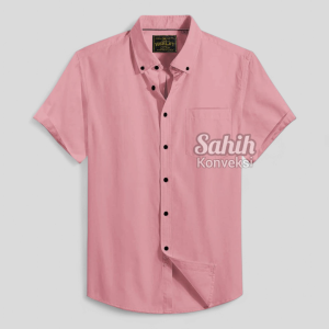 kemeja polos pria warna PINK PEACH MERAH JAMBU lengan pendek ukuran M-XXXL dan jumbo bigsize