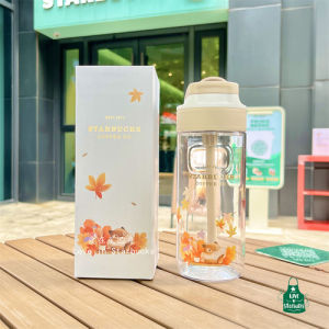 Starbuck Official Store Starbuck Cup 2022เทศกาลกลางฤดูใบไม้ร่วง Kambukka กระรอกน่ารัก Maple Leaf สไตล์ลอยเย็นถ้วยฟางพลาสติก Starbuck Tumbler Starbuck แก้ว