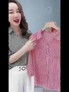 3 4 long sleeve ormal white POLO collar formal blouse for women plus size Summer All-Matching Summer Lantern Sleeve Loose Shirt Clothes