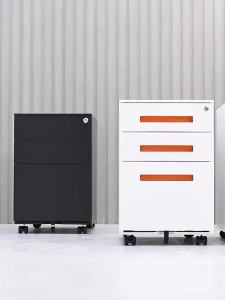 under-Desk File Cabinet Chest of Drawer Iron Locker Office Storage Cabinet with Wheels Mobile with Lock Storage Steel