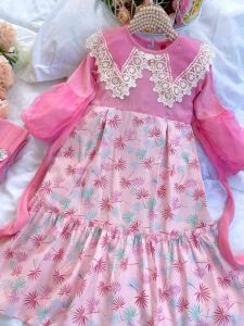 Metagrup Set gamis anak labella dress Shakila simpel cantik pesta 3 4 5 6 7 8 9 10 tahun jilbab syari panjang katun Jepang agen Jawa timur princess renda pakaian muslim