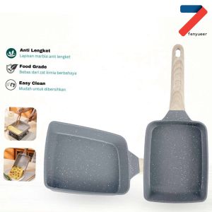 Wajan Frypan Telur Omelette Egg - Tamagoyaki Fry Pan Marble Anti Lengket Panci Persegi Cetakan Telur  Penapis Steak