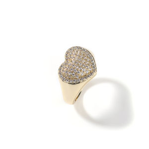 European and American cross-border best-selling copper inlay 5A Zircon couple rings in heart shape unique and trendy wholesale