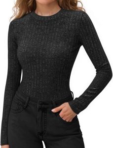 MANGOPOP  Women Long Sleeve Shirt Warm Ribbed Crew Neck Lightweight Sweater Slim Fit Autumn Winter Women Tops  2025  Fashion