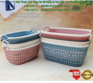 Giỏ Hoa Đa Năng Nhựa Việt Nhật (3377) Đựng Bánh Kẹo Rau Củ Quả Vậy Dụng Hằng Ngày