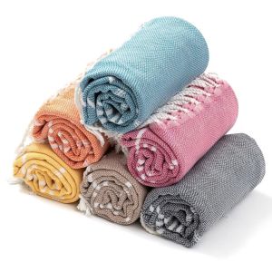 NALANILI 90180cm Khăn tắm biển Thổ Nhĩ Kỳ có tua rua Sọc màu Khăn tắm Mềm mại Bông Polyester Khăn khô nhanh Thể thao