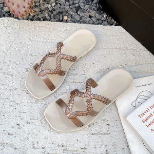 [Free Shipping] WomenS Fashion Wedge Heel Casual Shoes Chunky Heel Flat Sole Korean Style Slip-On Mules