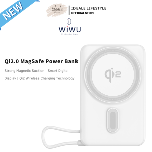 WiWU Mag Pro Qi2.0 MagSafe Power Bank 10000mAh | 15W Wireless Fast Charge | Smart Digital Display | Built-in USB-C Cable | PD 22.5W Wired Output | Certified Safe for iPhone 16/15/14/13 & Qi2 Devices - Shop Now!