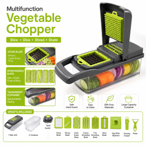 HAILANG Portable 18-in-1 Food Chopper Vegetable Slicer Dicer Cutter with Box Household Kitchen Cutting Tool for Fruits Vegetables