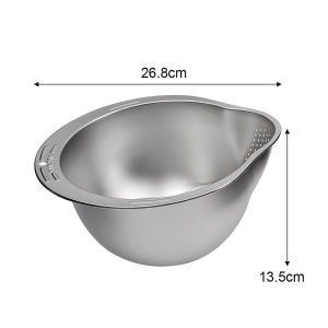 YESPERY Rice Washing Bowl Stainless Steel Drainage Basket Slanted Bottom Kitchen Vegetable Wash Basin Sieve Strainer Colander Basket Drain Rinse