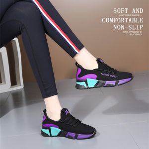 New Womens Sports Shoes Height Increase Breathable Black Casual Thick-Soled Trainers - Walking Shoe
