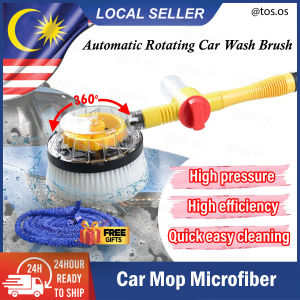 Automatic Rotating Car Wash Cleaning Car Washing and Flushing Mop Microfiber Car Cleaning Brush Detachable/Berus Mop Cuci Kereta Automatik