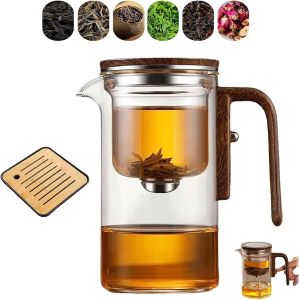Glass Tea Pot with Infusers Magnetic Filtration Pot with Handle for Home Gifting (600 ML)