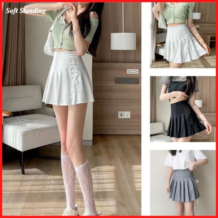 Korean Style High Waist Slim Short Skirt Women Tether Pleated Skirt A line Skirt Lazada PH