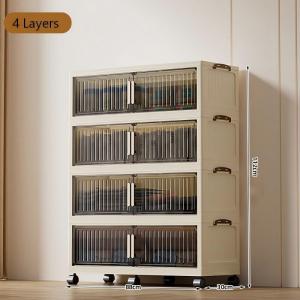 【TOP SALE 】inhom L38-80cm (Much Higher and Deeper ) 2 Doors Multipurpose Foldable Storage Cabinet Storage Rack Removable Stackable Storage Box Almari Baju Plastik 收納櫃 Multicoloured