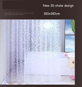 PEVA shower curtain 3D cobblestone print design waterproof bathroom shower curtain