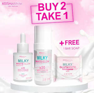 [FREE MILKY SOAP] Keisha White Trio Set Serum + Foam Wash + Milky Gluta Soap | Perfect Combi Whitening
