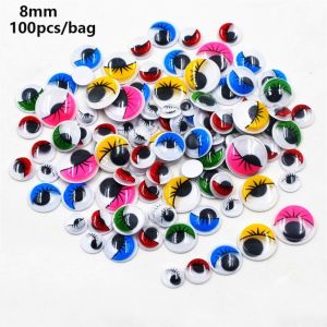 OUTOPEAN 50/100pcs/bag Nhựa Mắt hoạt động của búp bê 3D Làm thủ công Đôi mắt chuyển động lắc lư Chất lượng cao có lông mi Trường mẫu giáo tự làm