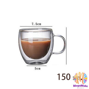 MegaMate แก้วกาแฟทนความร้อนสองชั้น ถ้วยใส ถ้วยเครื่องดื่มน้ำร้อน น้ำเย็น  glass