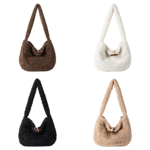 Soft Shoulder Bag Modern Furry Shoulder Bag with Comfortable Strap Large Capacity Underarm Purse for Fashion Women
