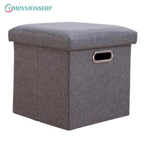 Folding Storage Ottoman Cube Chest Seat with Sponge Lid 11.81x11.81x11.81inch Foot Rest Small Collapsible Seat Organizer