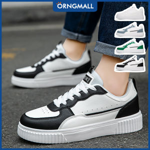 ORNGMALL รองเท้านักเรียนสีขาวรองเท้าผ้าใบส้นเตี้ยรองเท้าลำลองผู้ชายน้ำหนักเบารองเท้ากีฬาวิ่งรองเท้าใส่เดินกลางแจ้งสำหรับผู้ชายและผู้หญิงขนาดพิเศษ36-45