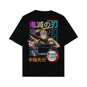 CallOut Kaos Anime Demon Slayer Karakter Uzui Sablon Reflektif Rainbow Bahan Cotton Combed 24s High Quality