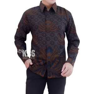 Kemeja Batik Pria Lapis Furing Lengan Panjang/Pendek Motif Anjasmara Bahan Katan Halus Premium