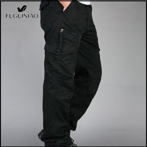 FUGUINIAO  Mens Camo Combat Work Pants Cotton Multiple Pockets Casual Military Cargo Pants