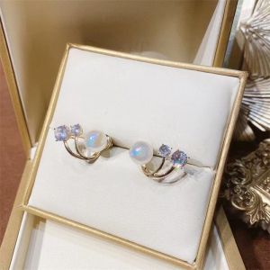 Korean Simple Pearl Earrings Ear Studs Temperament Rhinestone Pearl Earring Elegant Ladys Jewelry