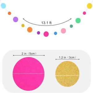 CHLOCH Paper Circle Garland Banner Colorful Round Dots Colorful Dot Garland Hanging Party Garland Birthday Party Decorations