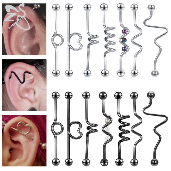 ZS PC Stainless Steel Industrial Barbell Piercing Winding Classic