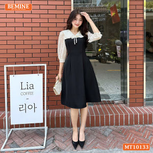 [DUY NHẤT 10-12.10-VOUCHER 40K]Đầm thiết kế BEMINE cổ V phối ren thêu hoa tay lửng dáng chữ A phù hợp đi làm đi chơI-MT10133
