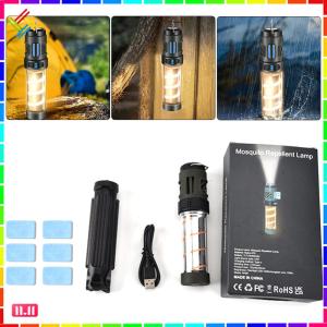 3 in 1 Mosquito Repeller Lamp USB Rechargeable Camping Lantern Waterproof Flashlight with Triangle Bracket for Outdoor Camping