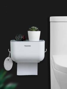 卫生间纸巾盒厕所卫生纸置物架免打孔壁挂防水厕纸挂盒卷纸抽纸Kotak tisu tandas rak kertas tandas tandas tidak berlubang kotak gantung kertas tandas kalis air yang digantung di dinding kertas bergolek kotak laci kertas