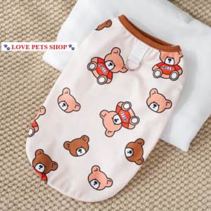 Áo cho Chó mèo bằng vải nỉ họa tiết kèm khoen móc dây dắt - Love Pets Shop