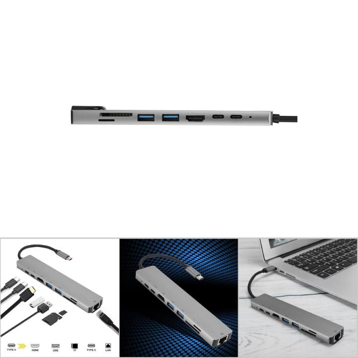 USB-c trạm dock RJ45 bộ chuyển đổi Ethernet 8 trong 1 USB-C để Type-C ...