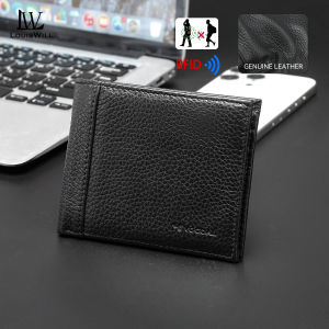 LouisWill Fashion Short Wallet RFID Anti Theft Brush Retro Wallet Business Wallet Genunie Leather Wallet Multi-Card Position Wallets Travel Purses Zipper Coin Pouch ID Credit Cards Holders